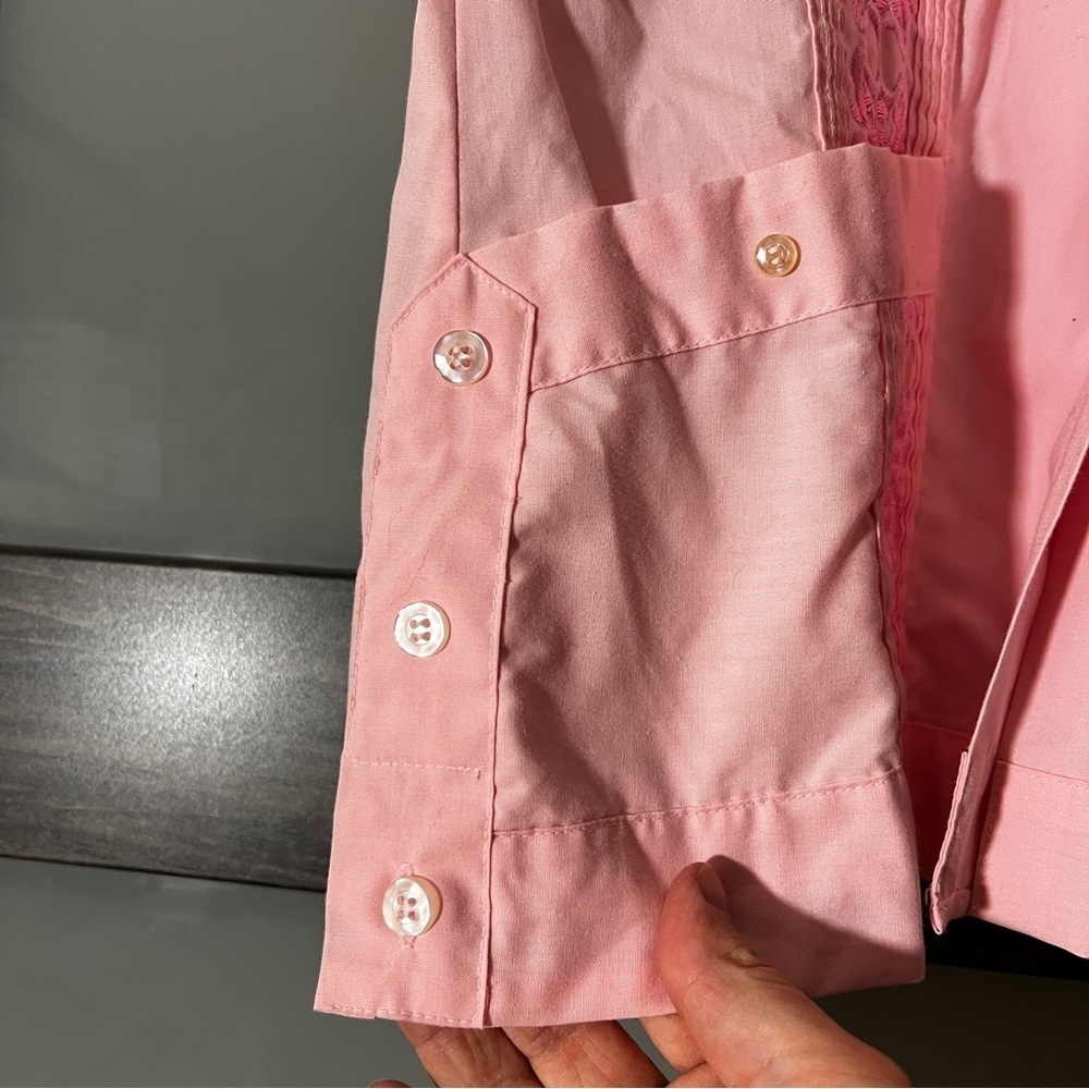 Vintage Midcentury Haband Pink Embroidered Cowgirl Glam Western Button Up Medium - Picture 2 of 11